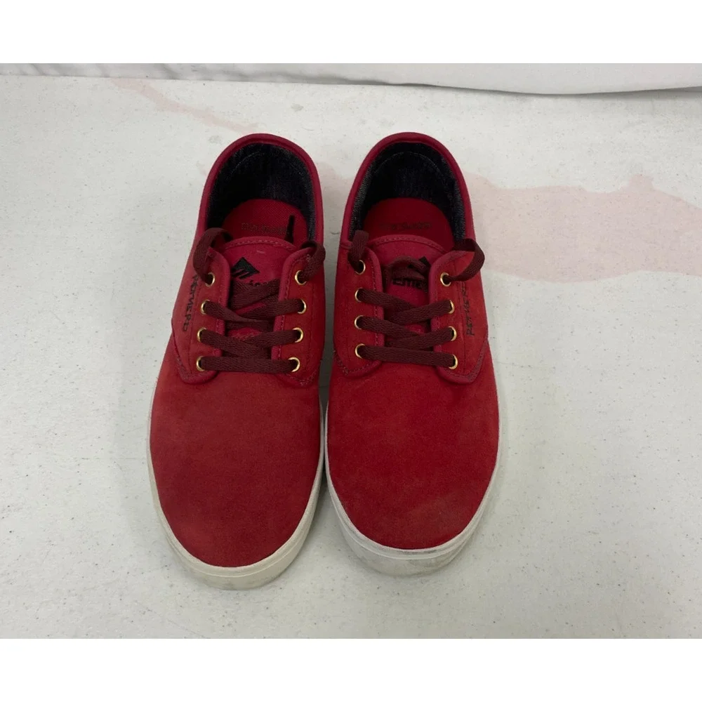 Emerica By Leo Romero Laced Low Top Skateboard Shoes Red Rouge Men's 9.5 w/ Box - Picture 2 of 11
